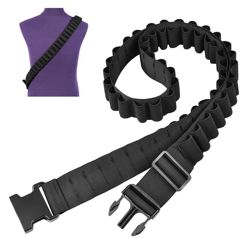 

EZshoot Shotgun Shell Bandolier for 12 or 20 Gauge Large Capacity Adjustable Nylon Shoulder Carrier Belt Hold 56 Round Shells