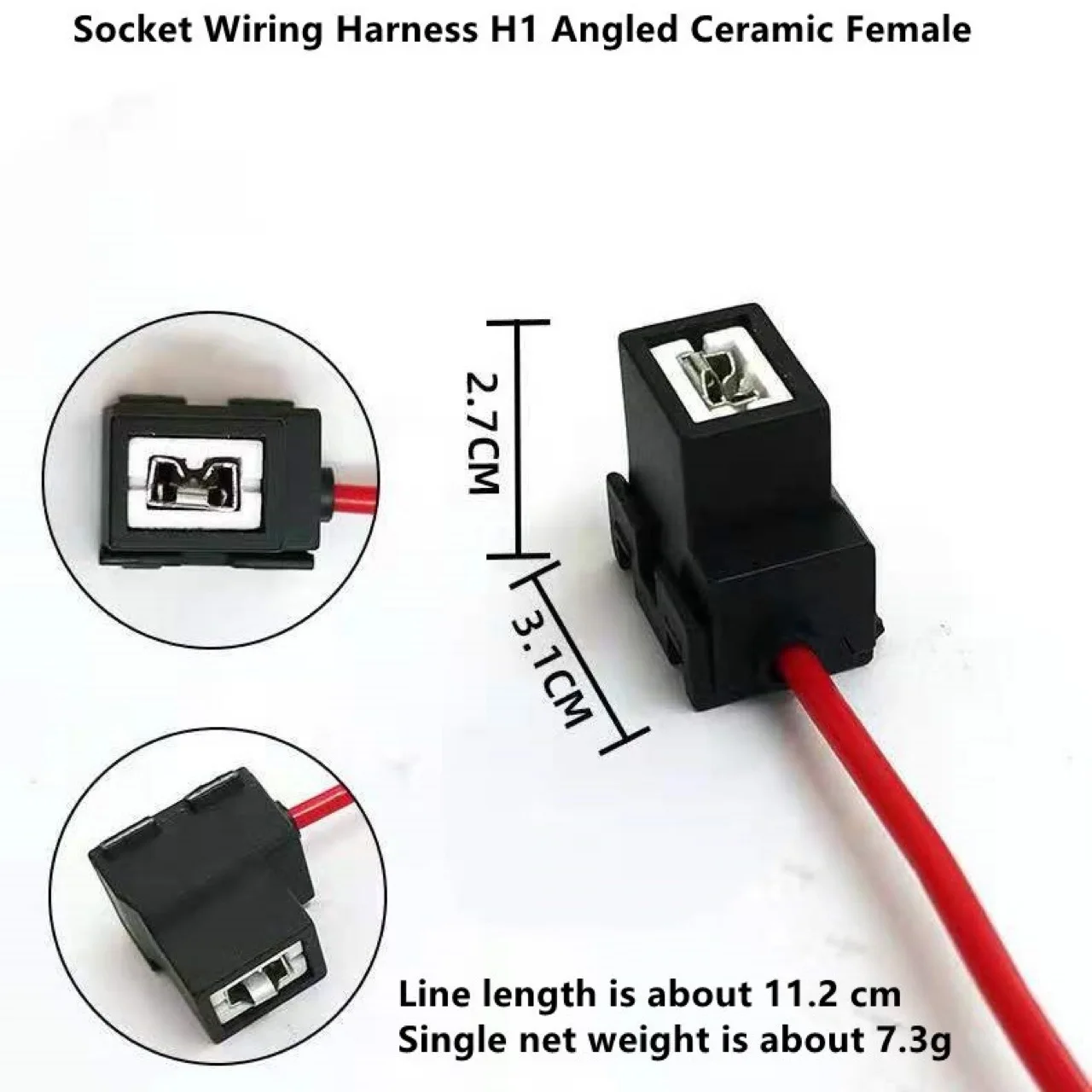 Ceramic H1 Lamp Holder Socket, Elbow H1 Bulb Socket, Copper Core Wire Ceramic Automotive Headlight Socket, Bulb Socket