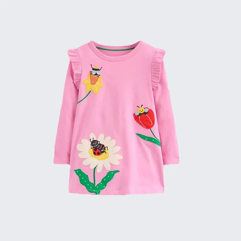 

littlebuddyAutumn Children's Dress Cartoon Print Pocket Fashion Princess Dress Long Sleeve