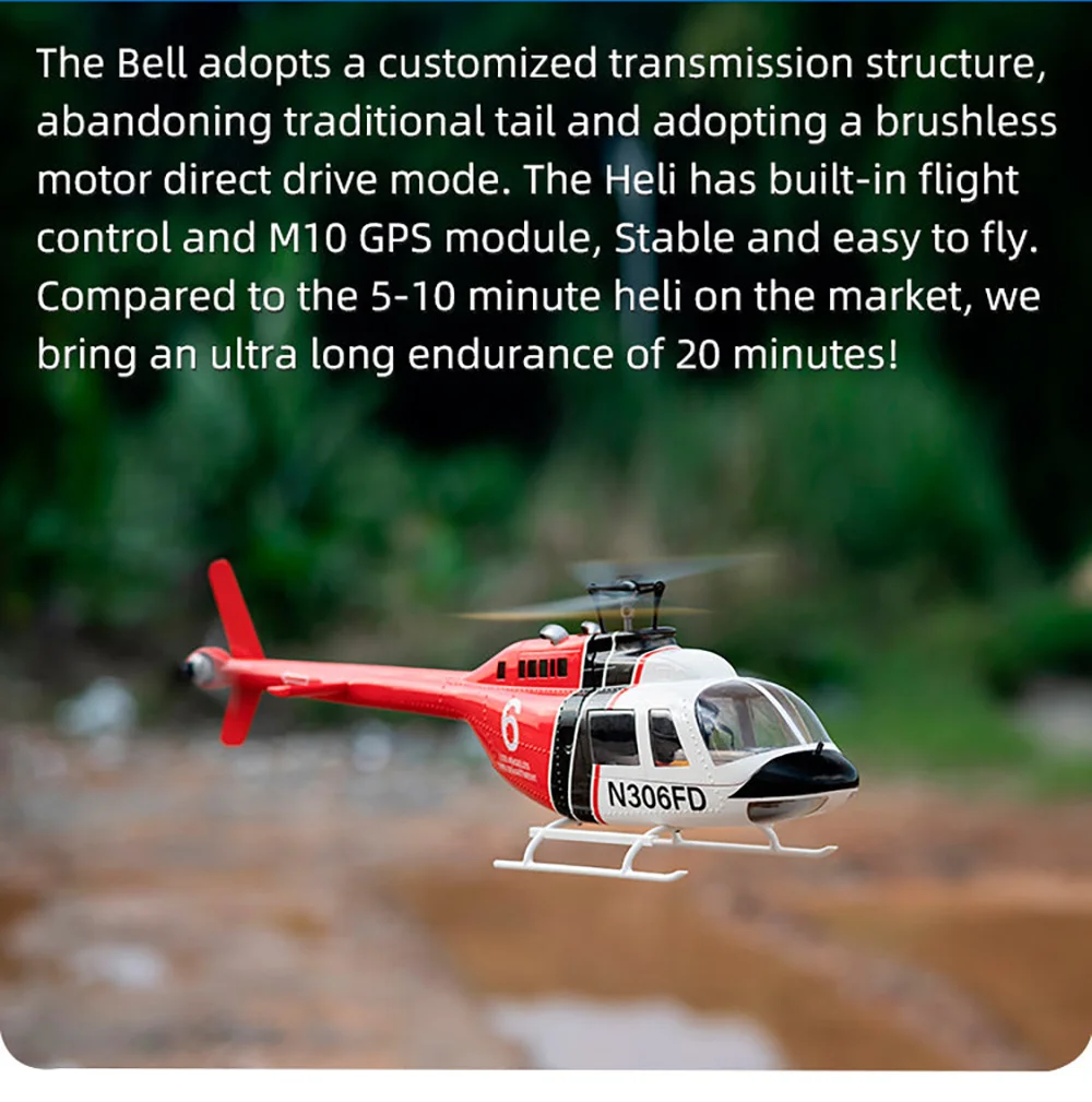 FLY WING Bell 206 V3 470 CLASS RC Helicopter With H1 Flight Controller GPS PNP / RTF