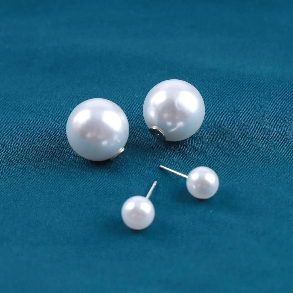 Double Big Small Imitation Pearl Stud Earrings Women Simple Round Ball Brincos Wedding Jewelry Birthday Friend Christmas Gift