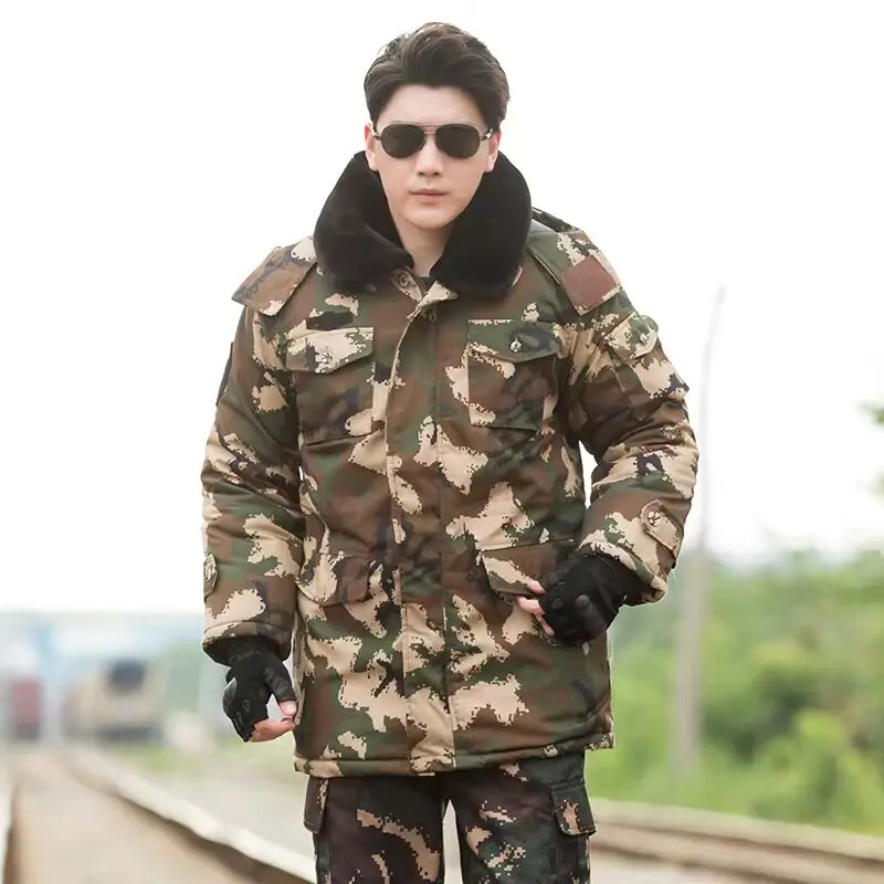 Cotton-Padded Coat Men's Winter Thickened Cold Camouflage Mid-Length Storage plus-Sized Northeast Large Jacket