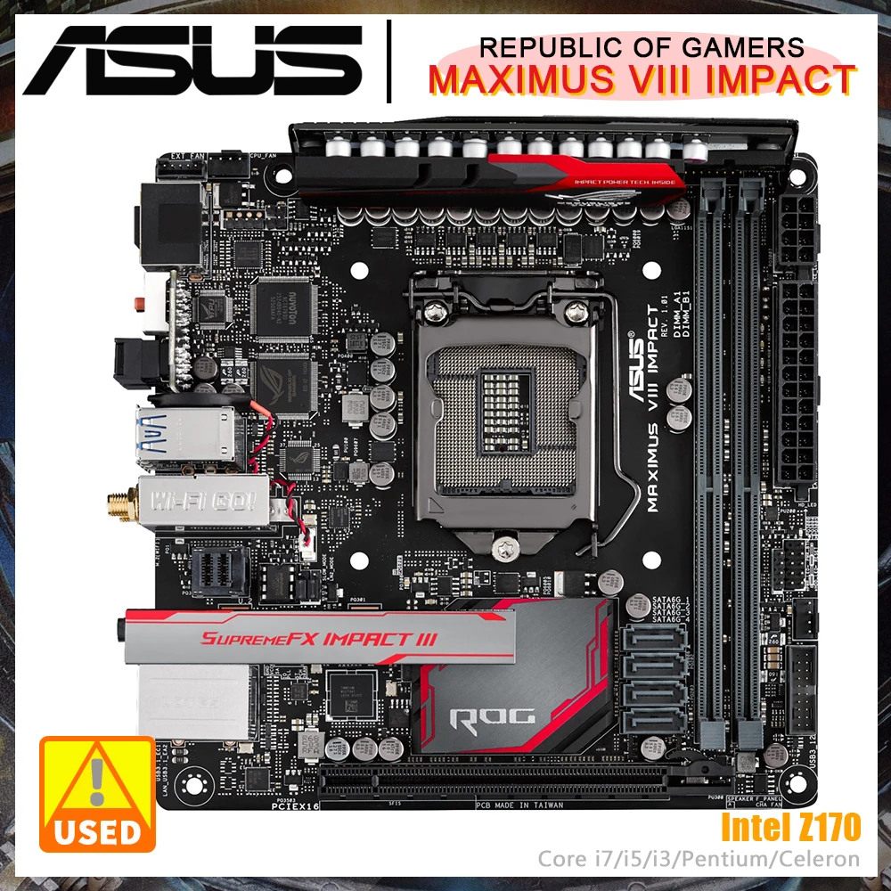 ASUS MAXIMUS VIII IMPACT Intel Core Processor with LGA 1151 Socket Support i5-6500  i7-7700 DDR4 4133 (OC) ROG Game Motherboard.