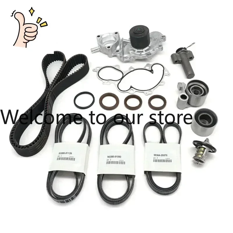 2026 13568-69095 15-Piece Engine Timing Belt Kit Water Pump For 3.0L 4.7L