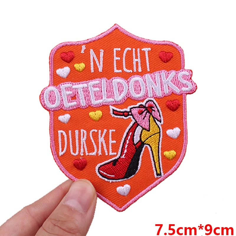 New DIY Oeteldonk Emblem Full Embroidery Patch Frog Carnival For Netherland Iron On Patches For Clothing Fusible Patch Badges