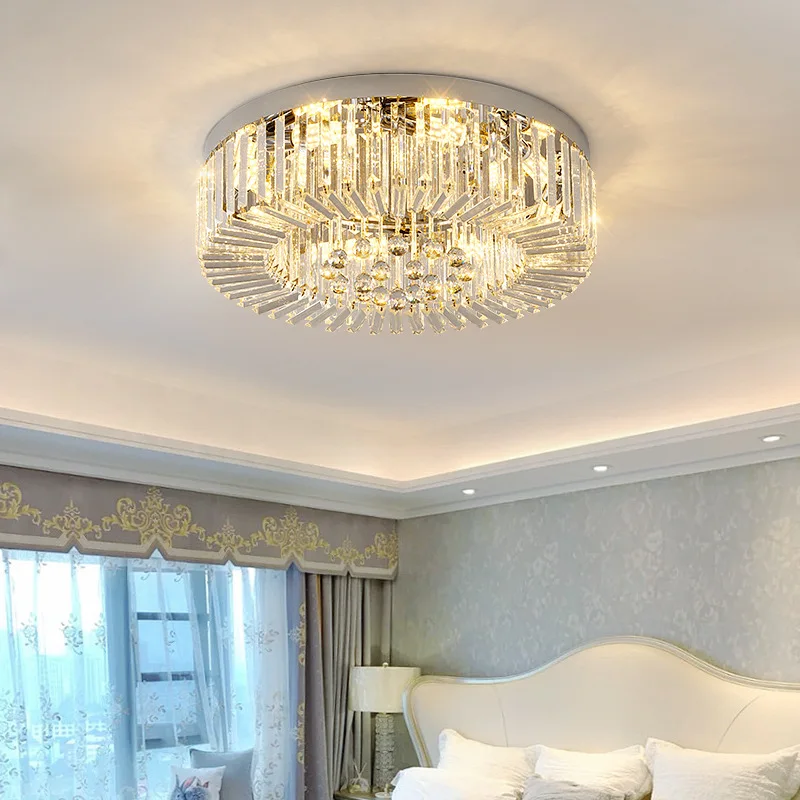 Round LED Crystal Ceiling Lights Living Dining Room Lighting Luster Decor Ceiling Pendant Lamp Indoor Bedroom Lights Fixtures
