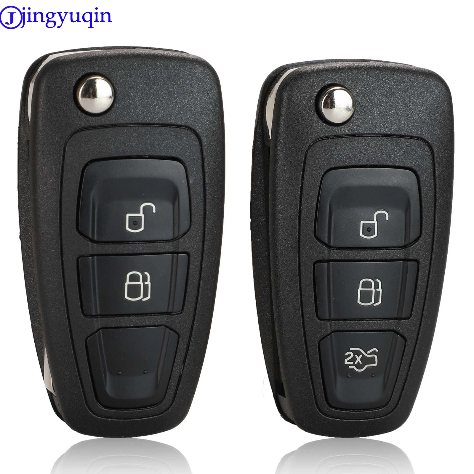 jingyuqin Remote Key Case Shell For Ford Ranger 2011 2012 2013 2014 2015 2 Button HU101 FO21 Key Blade EB3T-15K601-BA 5WK50165