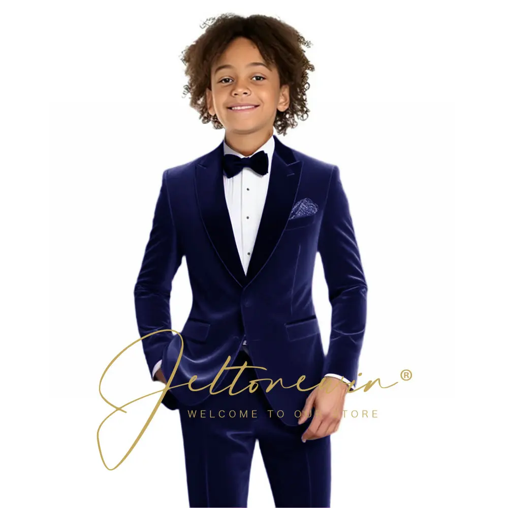 Kids Birthday Dress Baby Boys Burgundy Velvet Blazer Jacket Pants Photograph Suit Children Wedding Performance Party Wear