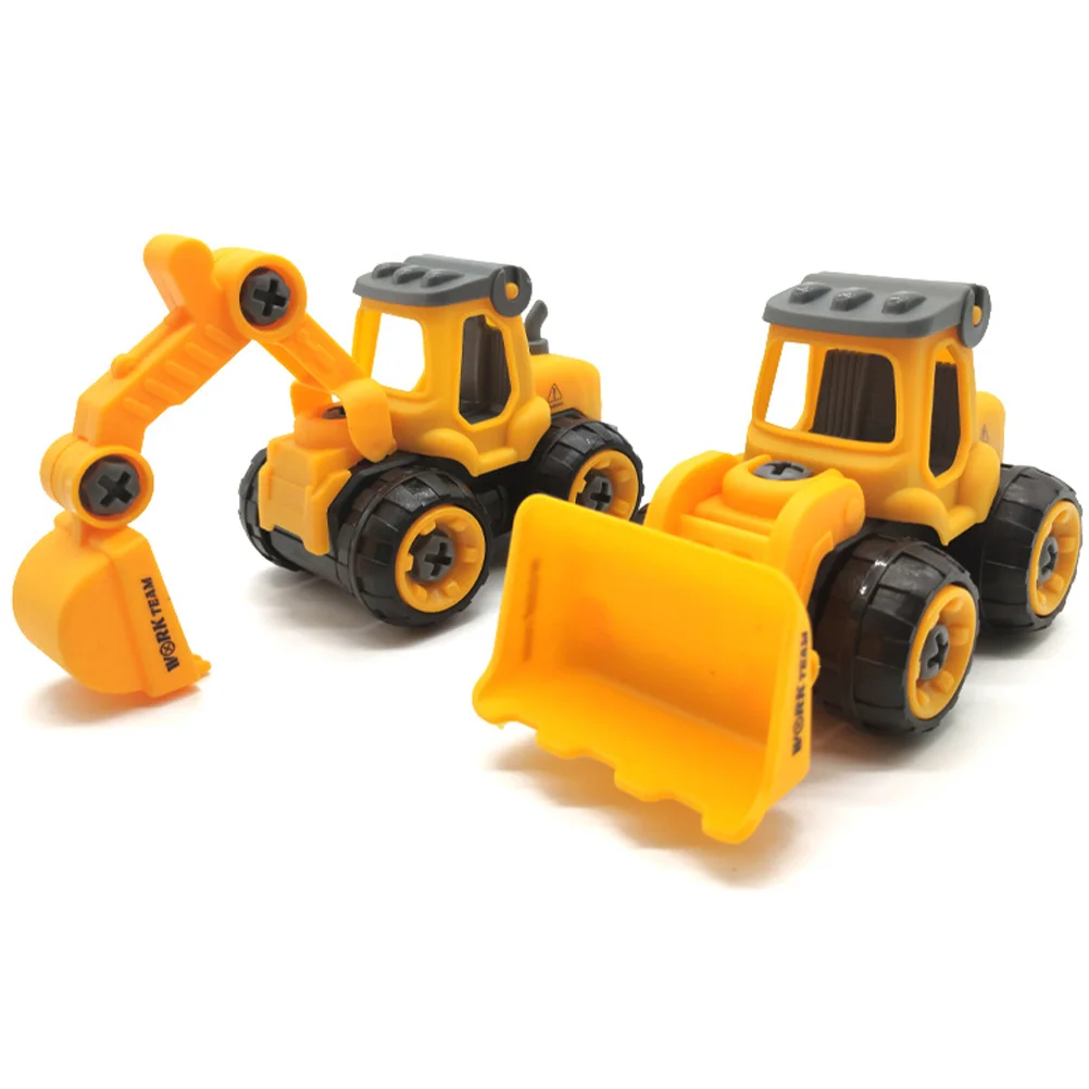 2 Pcs Excavator Ornaments 3 Year Old Birthday Decorations Boy Construction Party Supplies Toy Small Toys