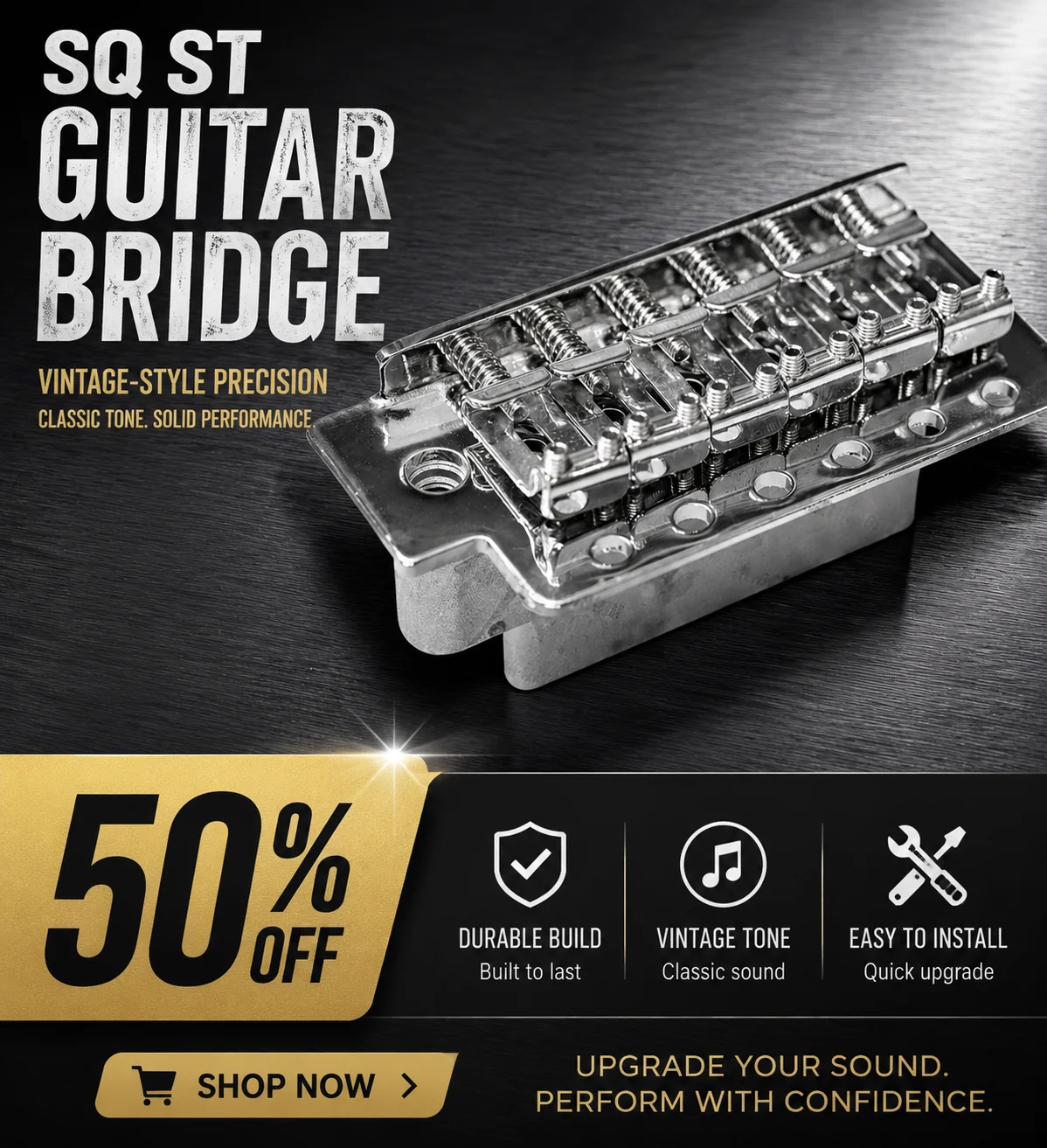 Vintage ST Style ST Tremolo Bridge System Chrome Silver Electric Guitar Hardware Replacement for ST SQ Type Left Handed
