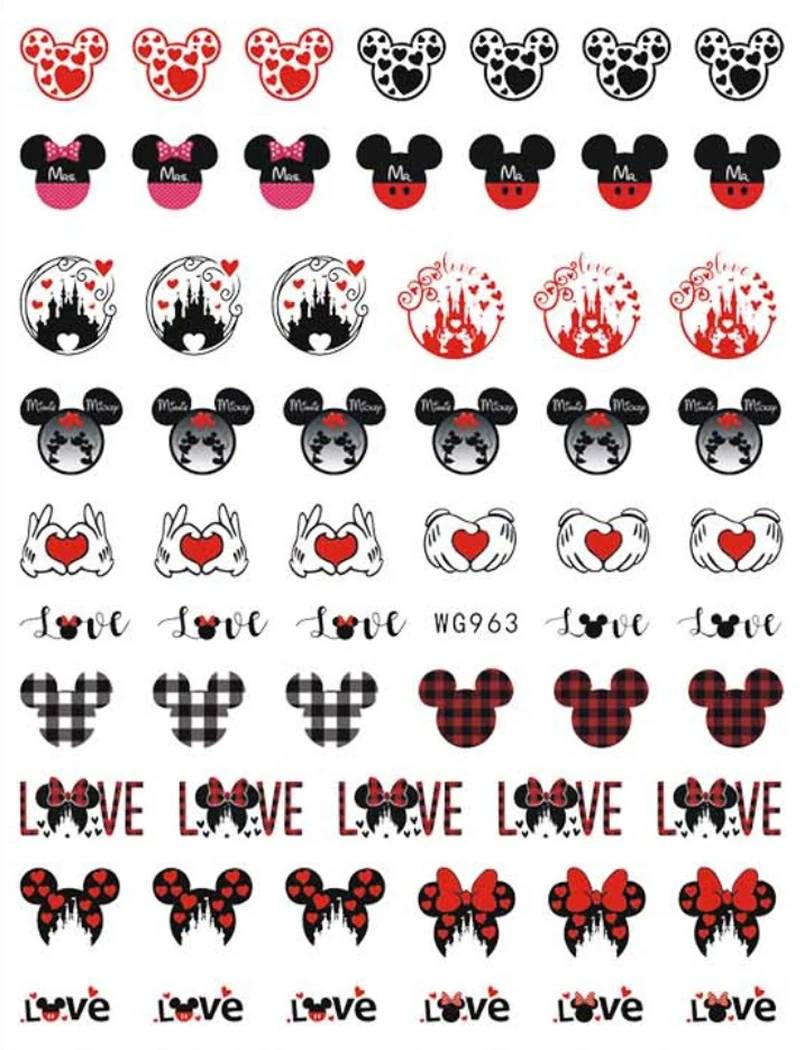 1PCS Disney New Cartoon Mickey Mouse Nail Stickers Nail Art Decoration Stitch Disney Princess 3D Stickers Nail Art Accessories