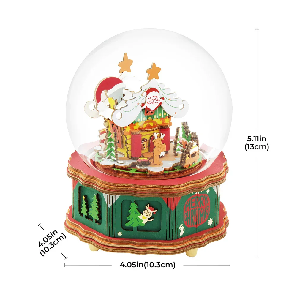 Robotime Rolife Christmas Town Music Box Crystal Ball Birthday Gift for Girls Children Christmas Gift Music Crafts