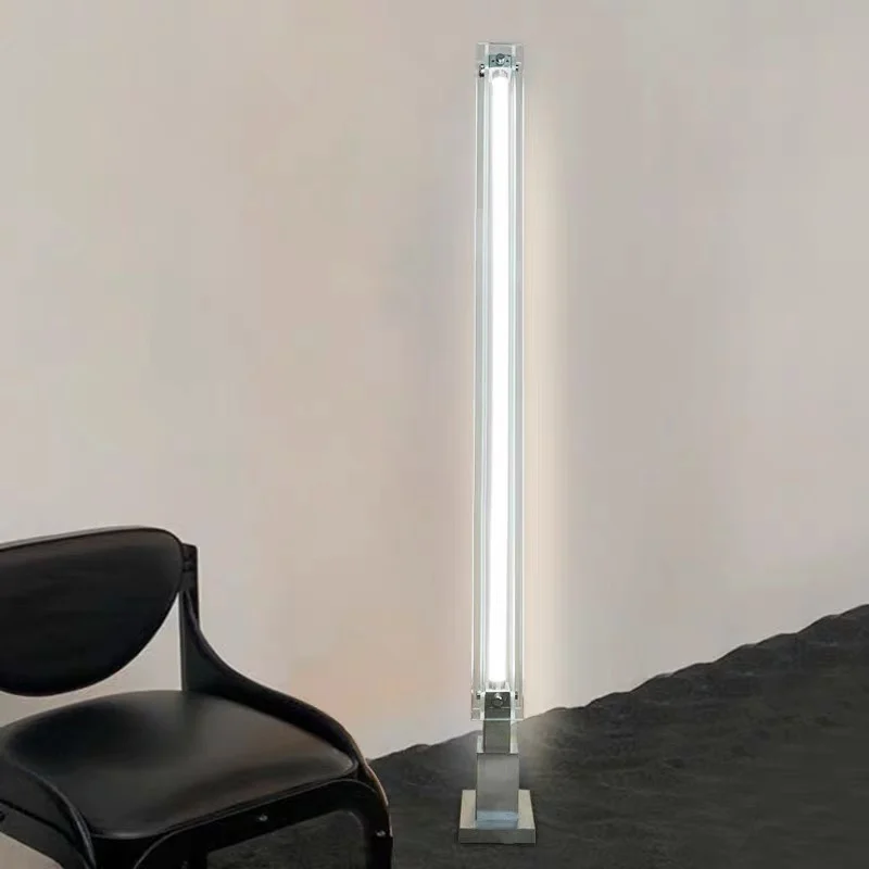 Stainless Steel LED Floor Lamp Postmodern Vertical Floor Lamps Interior Living Room Study Lighting Light Baking Paint Lights
