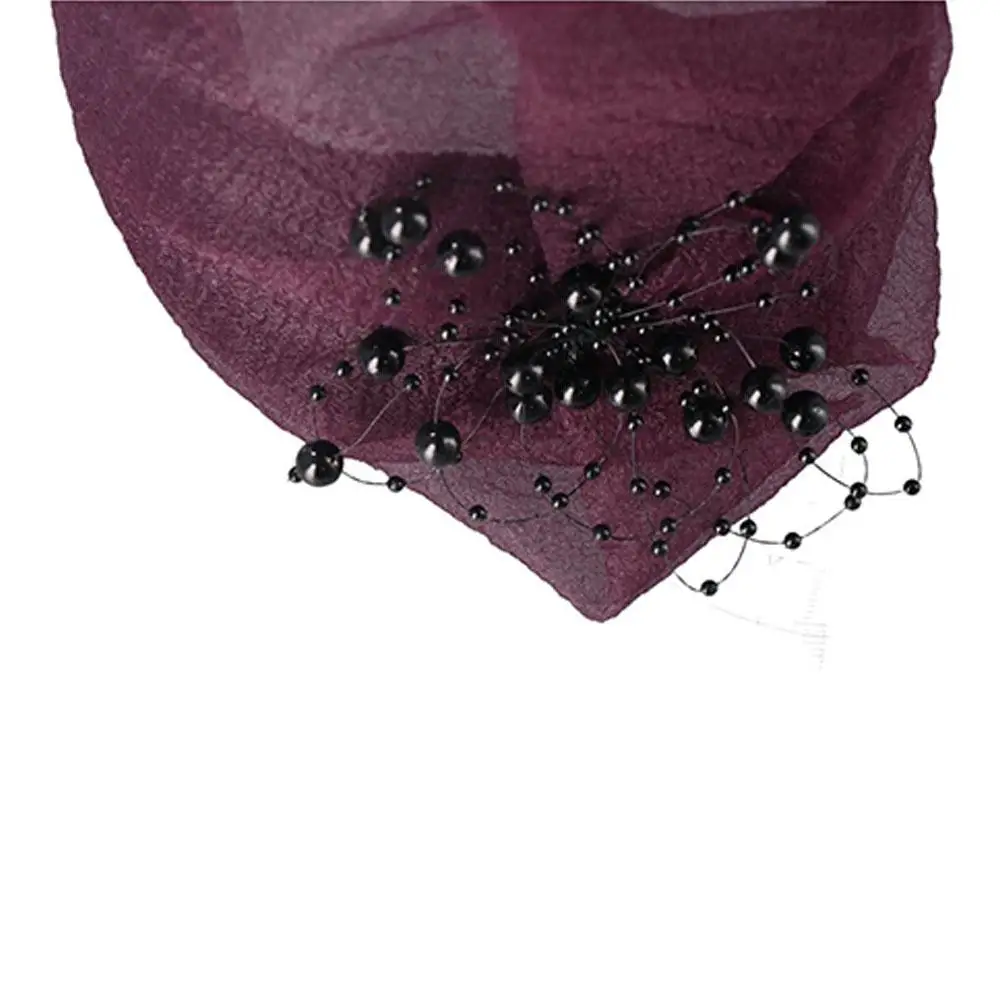 Vintage Bead Yarn Half Hat Headband Mesh French Style Mesh Hair Hoop Hair Accessories Plastic Hat Shape Hairband Dinner