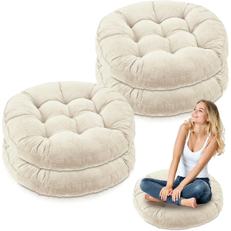 

4 Pcs Floor Pillows Cushions 22x22 Inch Round Large Meditation Floor Pillow for Adults Meditation Cushion for Seating Gift