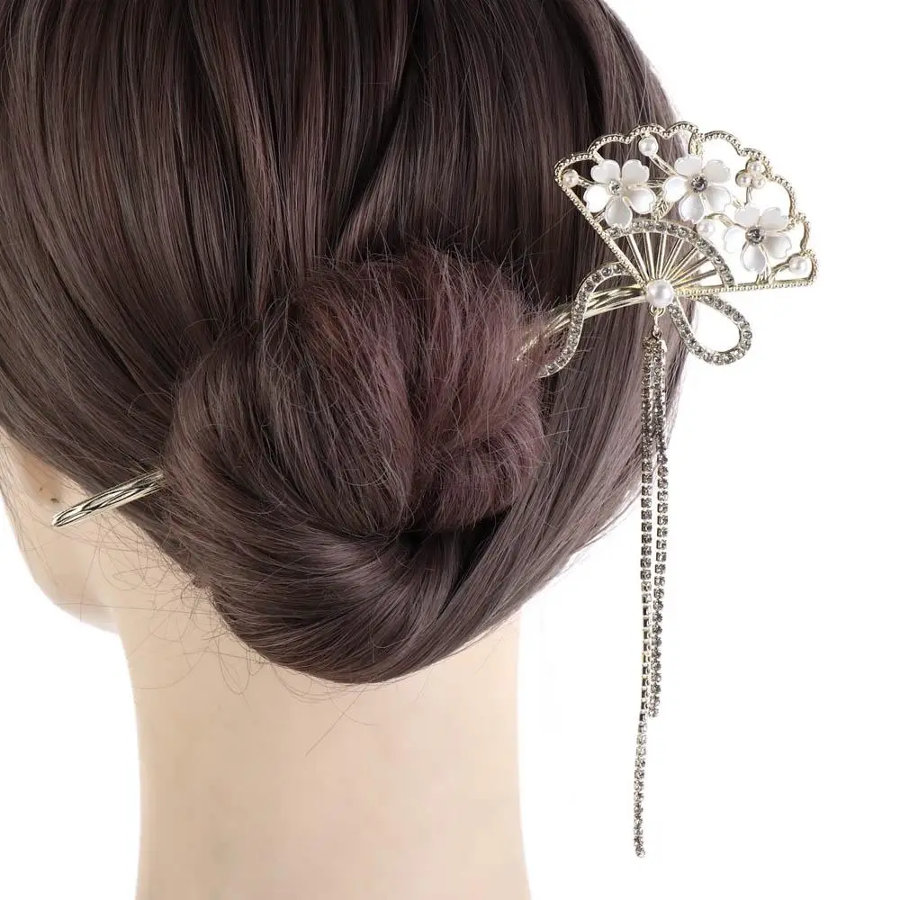 

Заколка для волос в китайском стиле с бусинами, винтажная, с бахромой в виде веера, в стиле Ханьфу, антикварная, для прически «Шэп-Шейк»