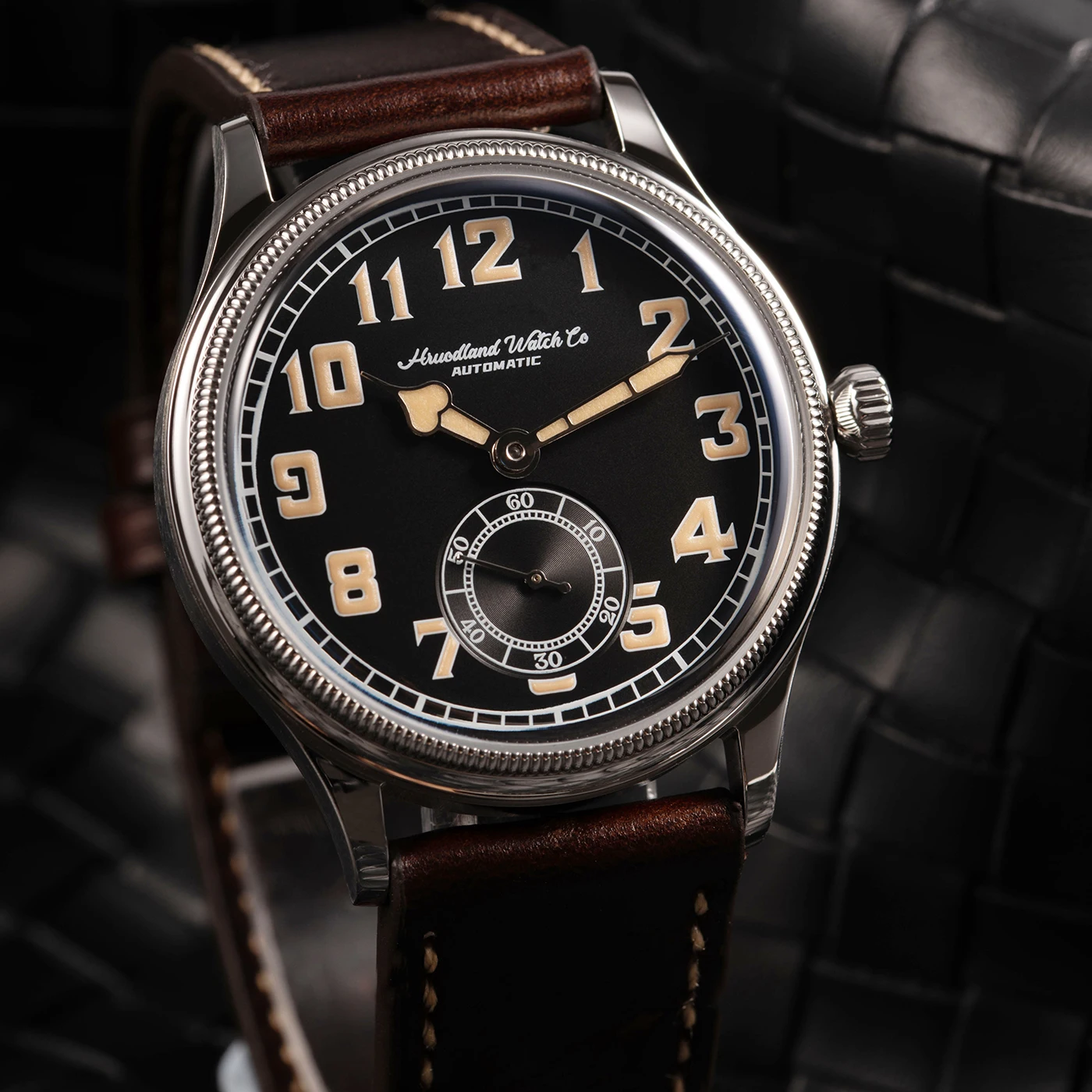 Mark Automatik-Pilotenuhr mit individuellem Zifferblatt und Logo, 38mm, Vintage, C3-Leuchtmasse, gewölbtes Bubble-Glas, Öl-Lederarmband – personalisierte Uhren