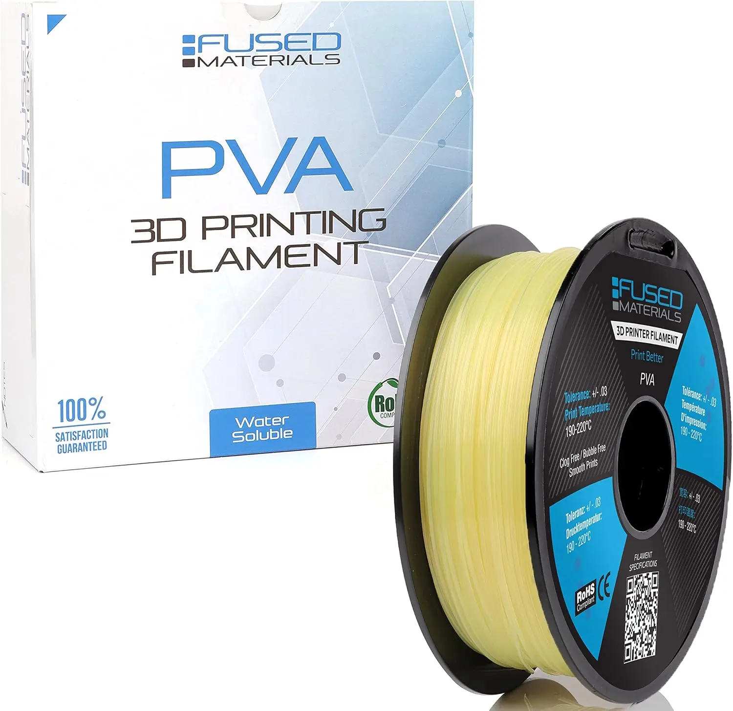 

Water-Soluble 3D Printing Support Filament - 1.75mm Clear PVA Material for PLA, PETG, Nylon & ABS
