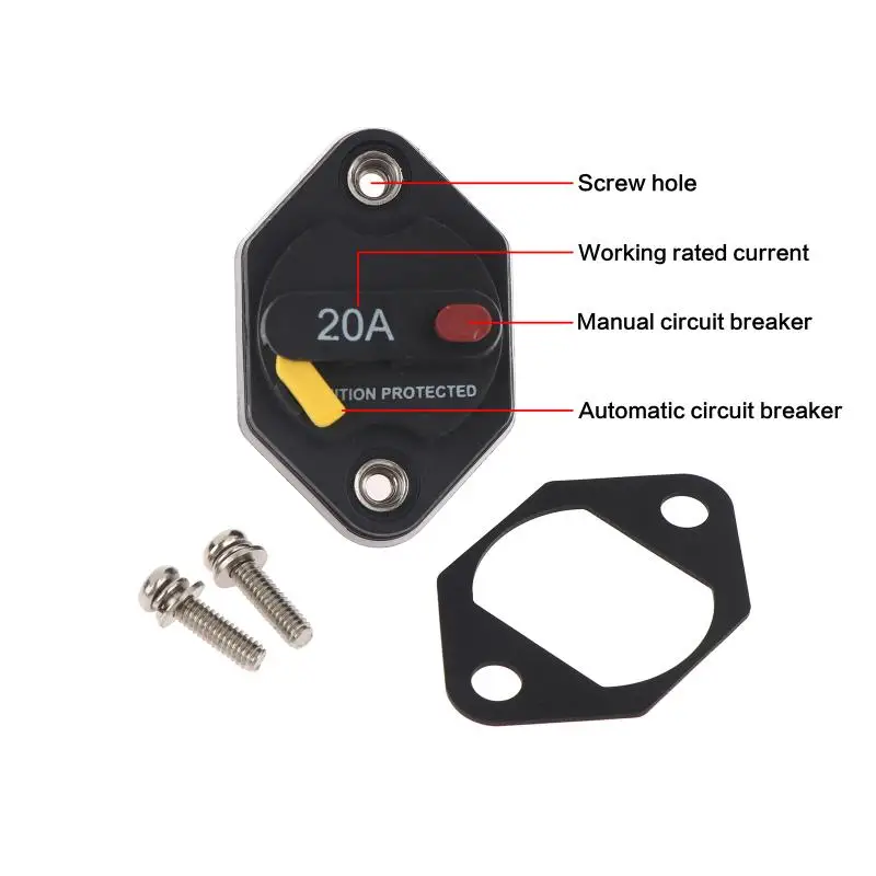 20A 30A 40A 50A 60A Caravan Manual Reset Waterpoof Car/Boat Current Overload Protector Bimetal Automobile Circuit Breakers