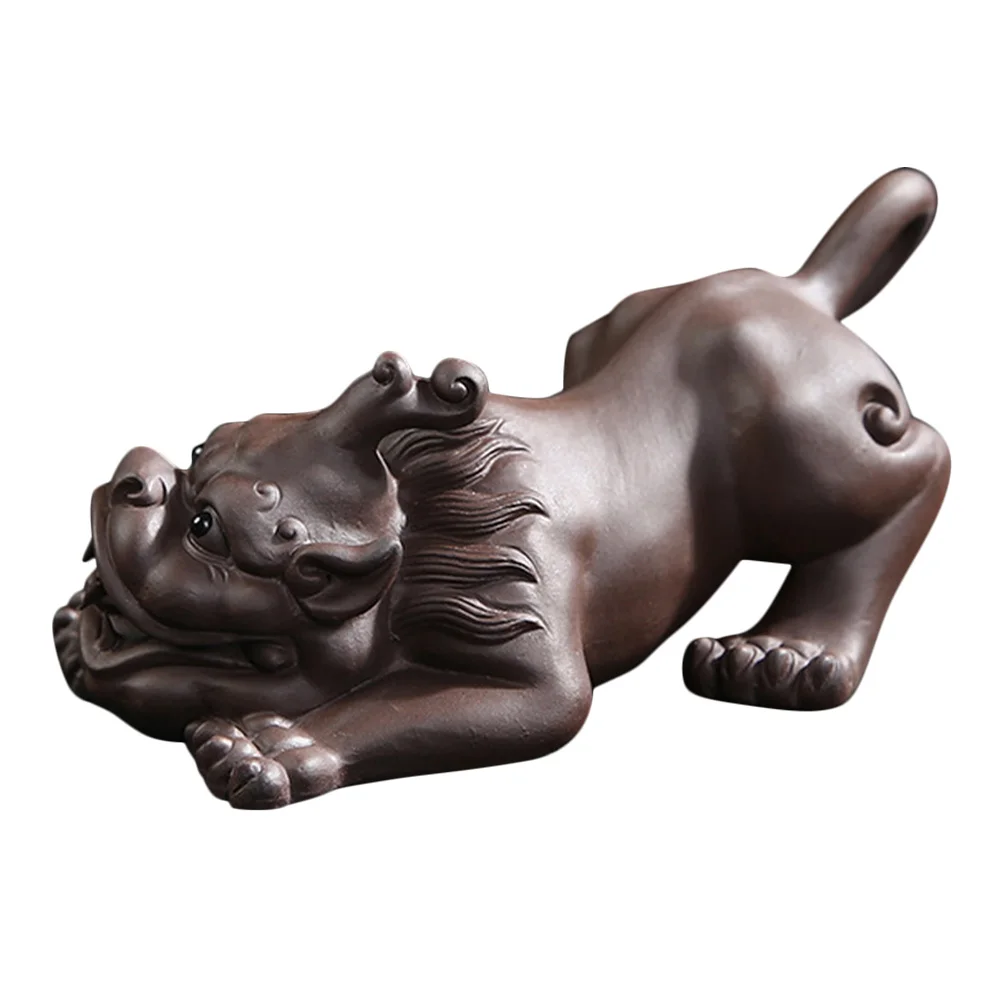 

Chinese Style Wealth Pixiu Tea Pet Purple Sand Ancient Animal Ornament for Kung Fu Tea Table Decor Tearoom Home Gift
