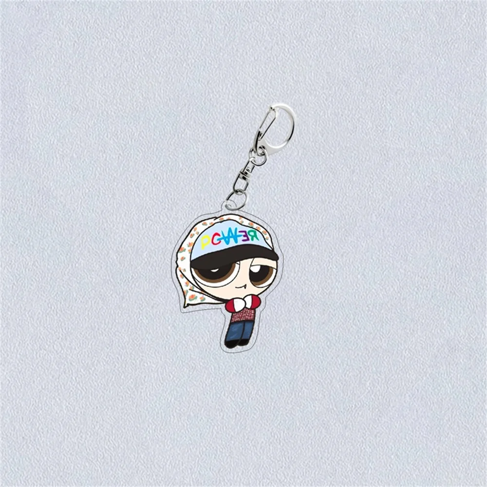 Kpop Idols G-Dragon Keychain 6CM Cartoon Power Acrylic Printing Bag Pendant Accessories Charm Keyring Fans Collection Gift