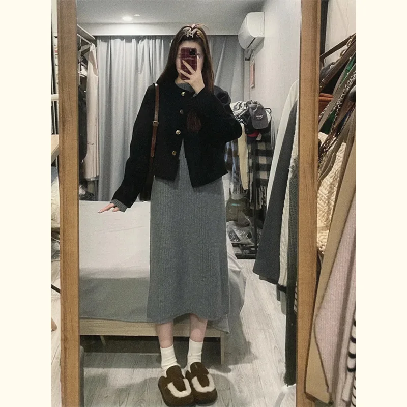 

Premium black short woolen coat women's autumn and winter clothing new Korean versatile and thin small fragrant woolen coat