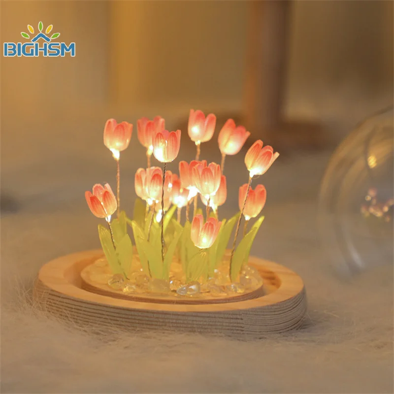 Tulip Night Lights Diy Material Package Creative Lamp Home Decoration Valentine\'s Day Holiday Gift For Family Surprise