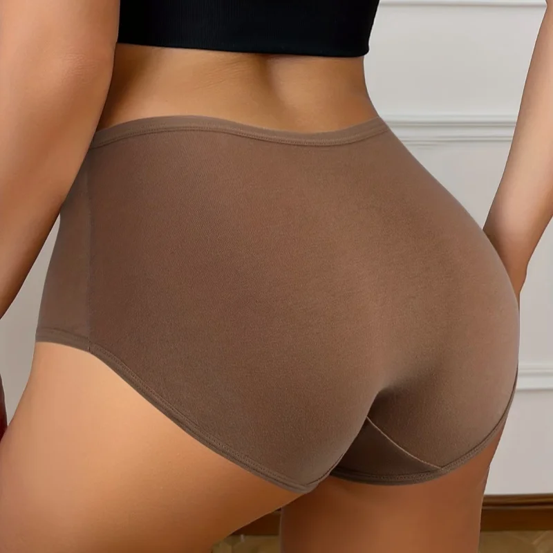 4Pcs/Set Women's High-Waist Cotton Briefs Tummy Control Panties Soft & Breathable Underwear Plus Size Comfort Lingerie M-XXL image 3