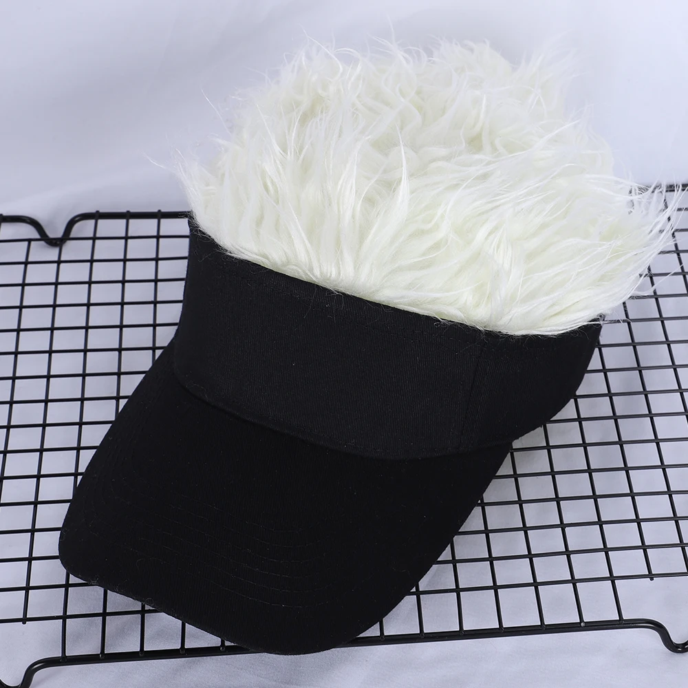 Men Women Casual Concise Sunshade Adjustable Sun Visor Baseball Cap with Spiked Hairs Wig Baseball Hat with Spiked Wigs