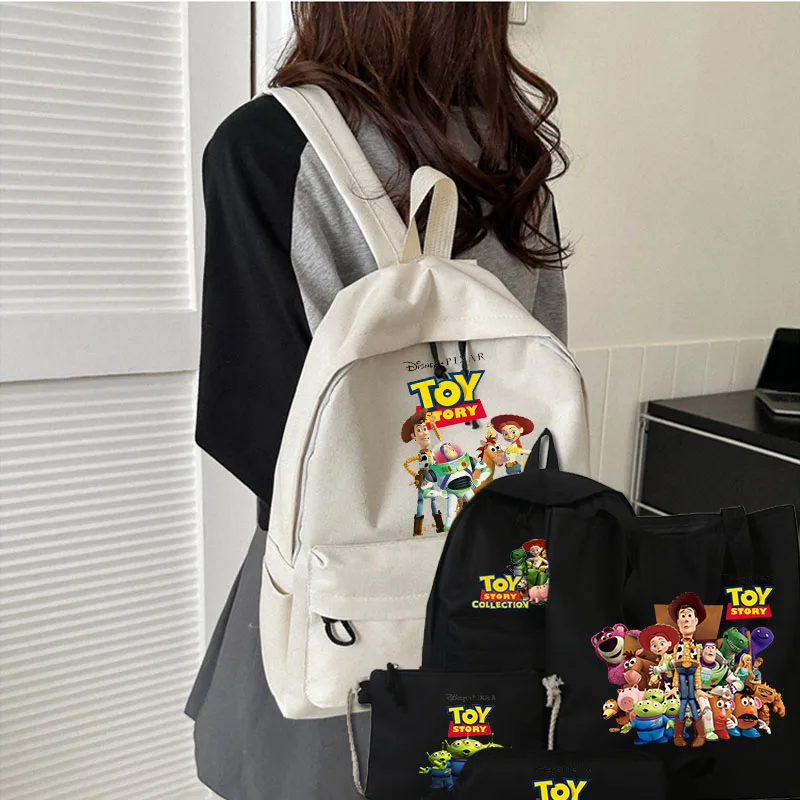 

4 Pcs/Set Disney Toy Story Woody Buzz Lightyear School Bag Backpacks Comestic Shopping Bag Pencil Case Back To School Backpack