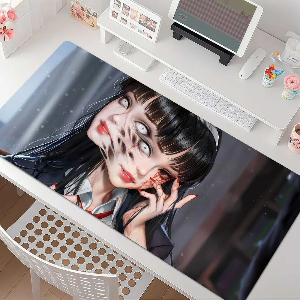 Junji Ito T-Tomie Kawakami Mouse Pad Anti Slip Rubber Edge Locked Thickened Laptop Gaming Desk Mat