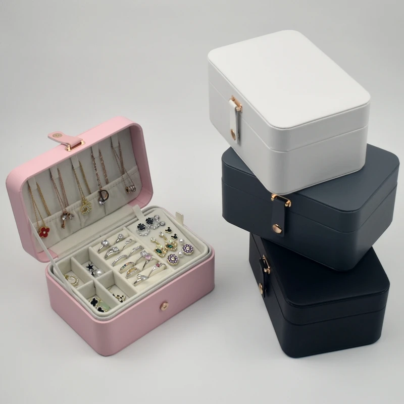 2025 New Fashion Portable Jewelry Storage Box Travel Organizer Jewelry Case Leather Storage for Earrings Necklace Ring Jewelry