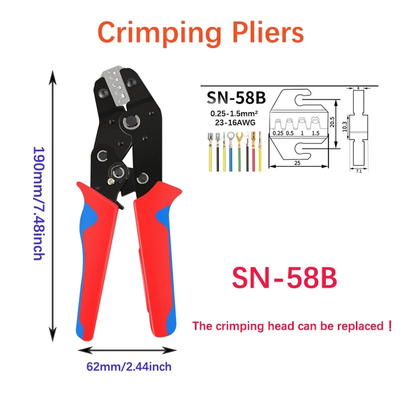 SN-58B Crimping Pliers Change Jaw Kit Tool 02C /-6/03H/06WF/2546/2549 Terminal Wire Electrical Pliers  Wiring tools