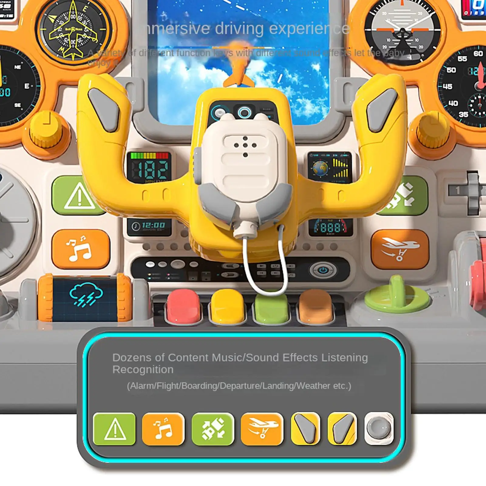 電動模擬飛行機運転ステアリングインタラクティブ航空機コントロールパネルゲームおもちゃ光と音教育子供向けギフト