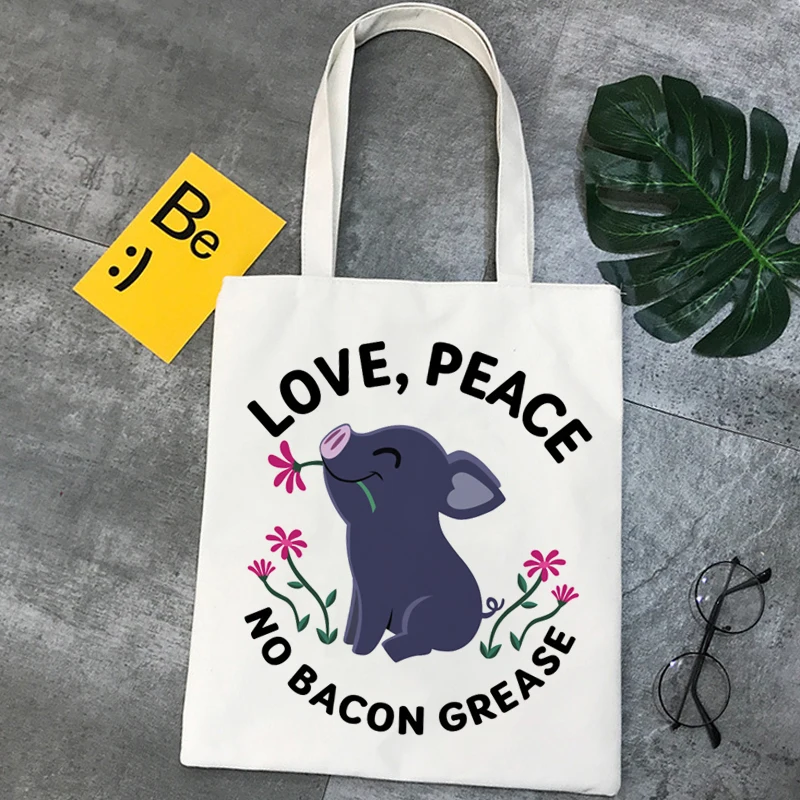 Go Vegan shopping bag canvas bag print cotton shopper shopping bolsas de tela bag bolsas cute cartoon handbag,drop shipping