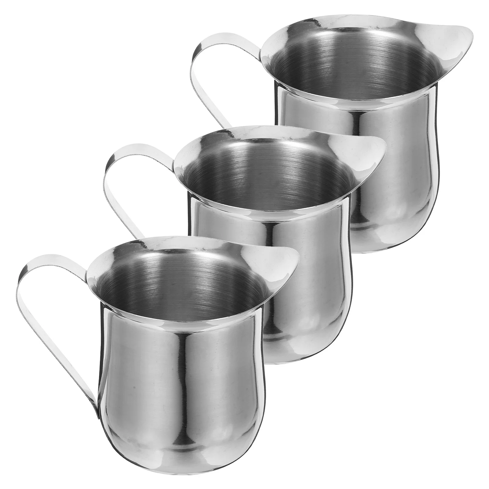 

3Pcs Stainless Steel Milk Jug Set Heat Resistant Frothing Pitchers for Espresso Steaming Small Size Coffee Dairy Dispensing