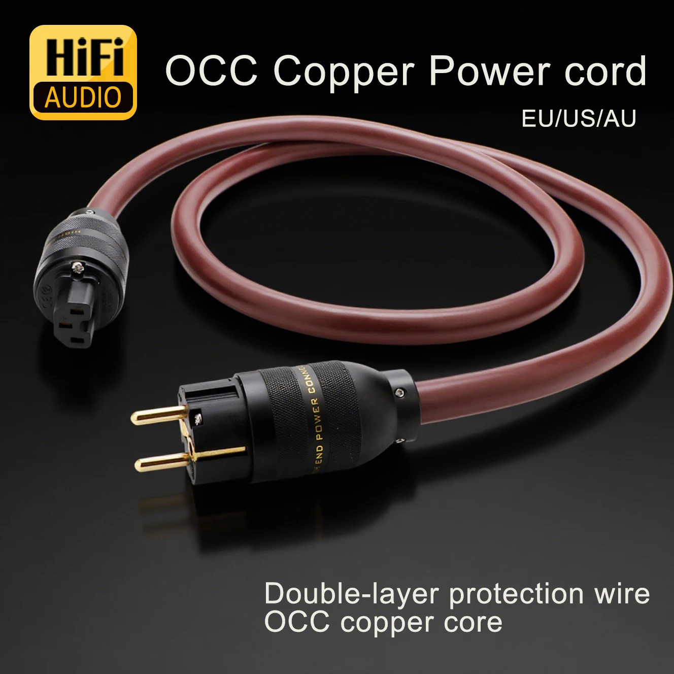 

Hifi OCC Copper Power Cord Cable, EU/US Power Plug, IEC C15 Female Power Connector C19 20A Plug C7 C8 Jack for Amplifier audio