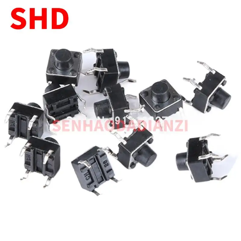 100pcs button Touch switch 6*6*5 keys button DIP 4pin 6*6*5mm Light touch switch DIP4 /OFF Touch 6x6x5 High quality