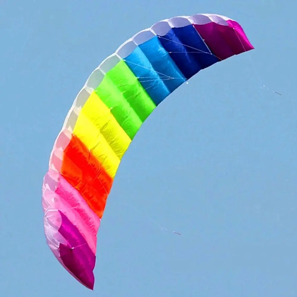 Outdoor Fun Rainbow Dual Line Kite Handle String 1.4m 2m 2.7m Kites Toys Large Good Flying Parafoil Kite Beginner