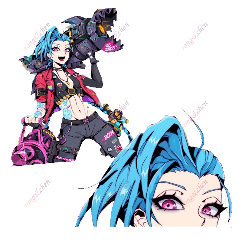 Streetwear Jinx Fanart Car Sticker Crazy Girl for Car Motorcycle Racing Helmet Laptop Trunk Body Car Window PVC Vinyl Decals