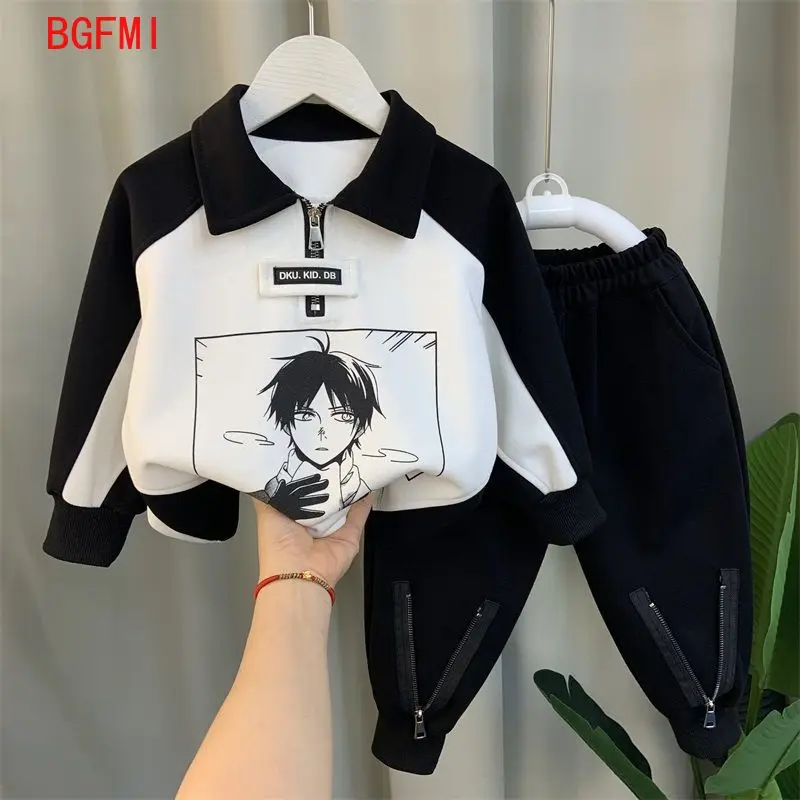 Children's Casual Set 2024 Spring Autumn Baby Boys Girls Korean Round Neck Cotton Sweatshirt+Pant 2pcs Set Kid Love Printing Se