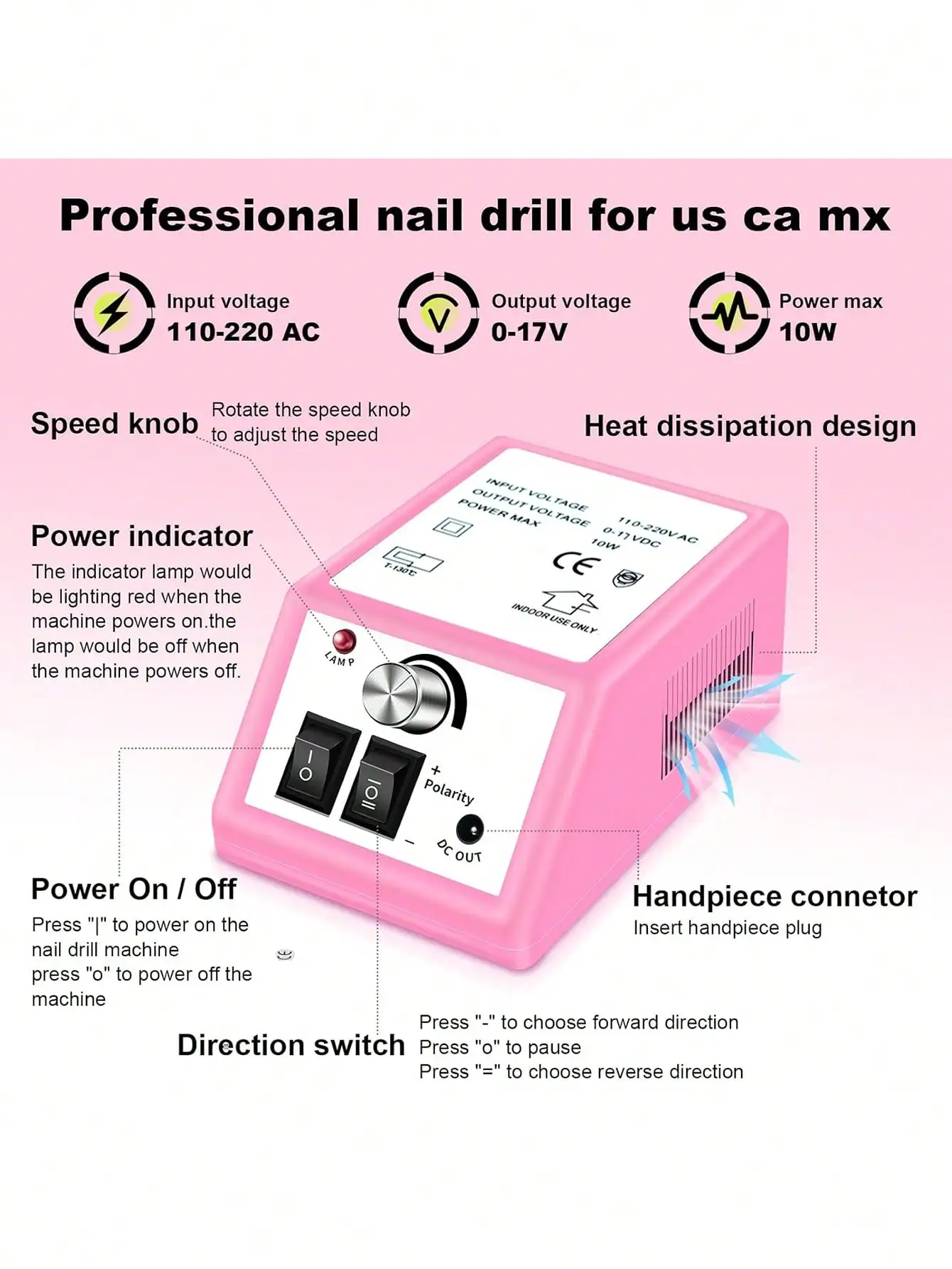 Electric Nail Polish Drill Machine Set With Nail Drill Bits & Sanding Rings, 20000RPM Portable Electric Manicure Art Pen