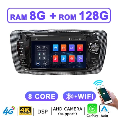 8-core draadloze CarPlay Android 15 autoradio multimediaspeler voor SEAT Ibiza 2009-2013 Bluetooth autoradio navigatie GPS