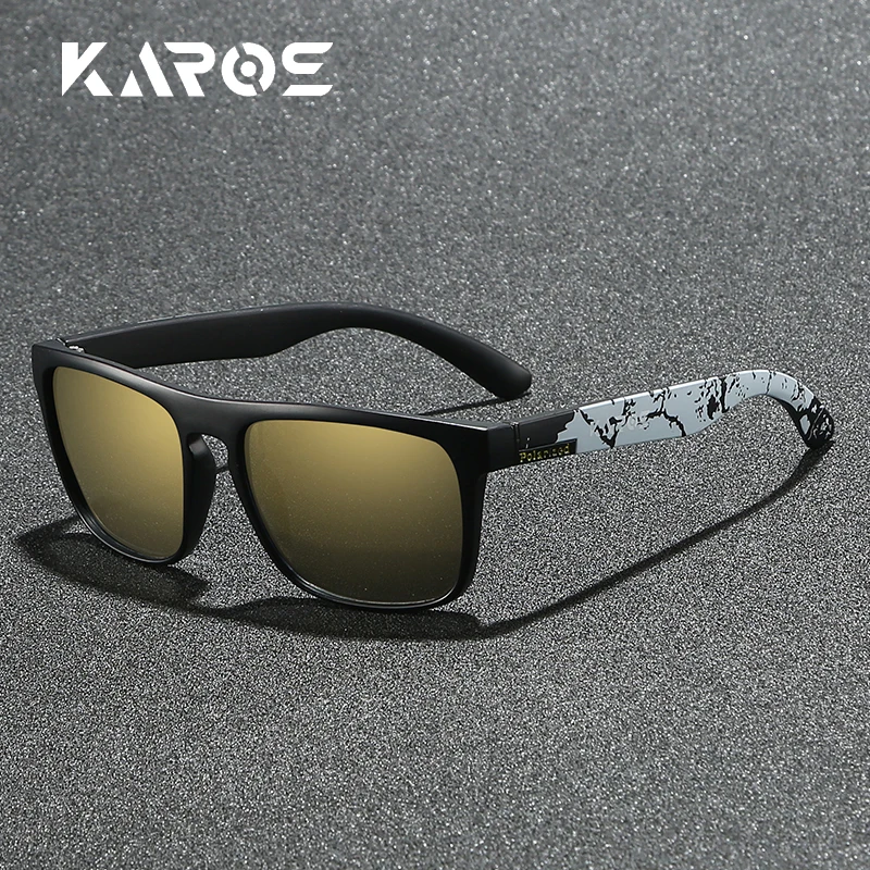 KAROS Polarisierte Sonnenbrille für Herren/Damen, Camo-Rahmen, UV400-Schutz zum Fahren, Angeln, Radfahren