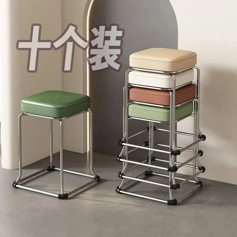 Dining stool modern simple household soft bag stool extra thick thickened reinforced square stool living room can be stacked