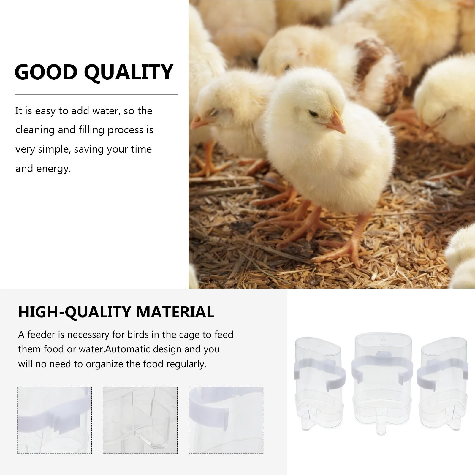 

3Pcs Automatic Bird Water Feeder Plastic Durable Drinking Bowl Clean Bird Feeder Parrot Water Fountain