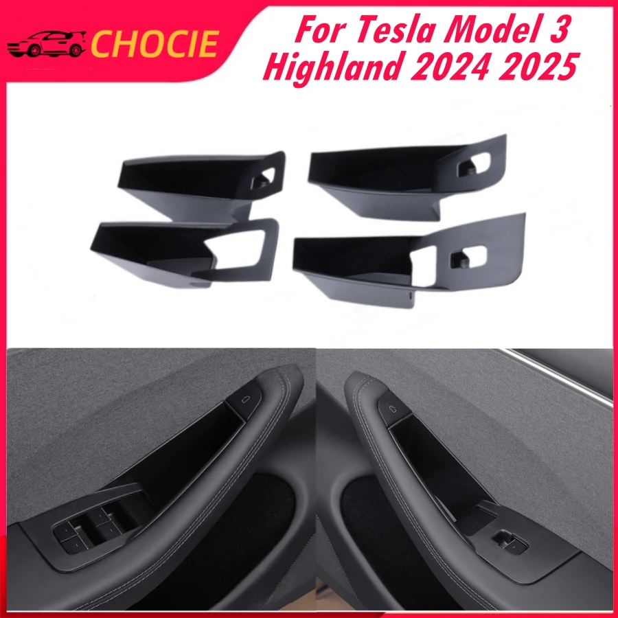 

ABS Door Side Storage Box for Tesla Model 3 Highland 2024 2025 Handle Pocket Armrest Passenger Storage Tray Container