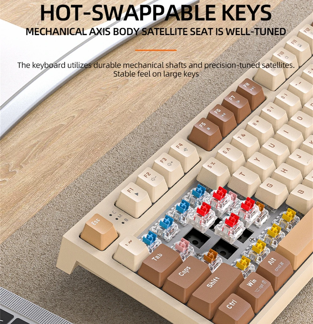 Wireless Mechanical Keyboard Russian Spanish Arabic Korean Mechanical keyboard Bluetooth 2.4G 2 Ways Connection 80% Layout M88 8