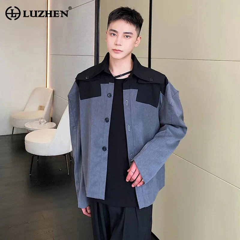 

LUZHEN нишевая персонализированная лоскутная куртка с карманами, дизайнерская повседневная куртка, оригинальная мужская уличная уличная куртка 202, осеннее модное красивое пальто JY4774
