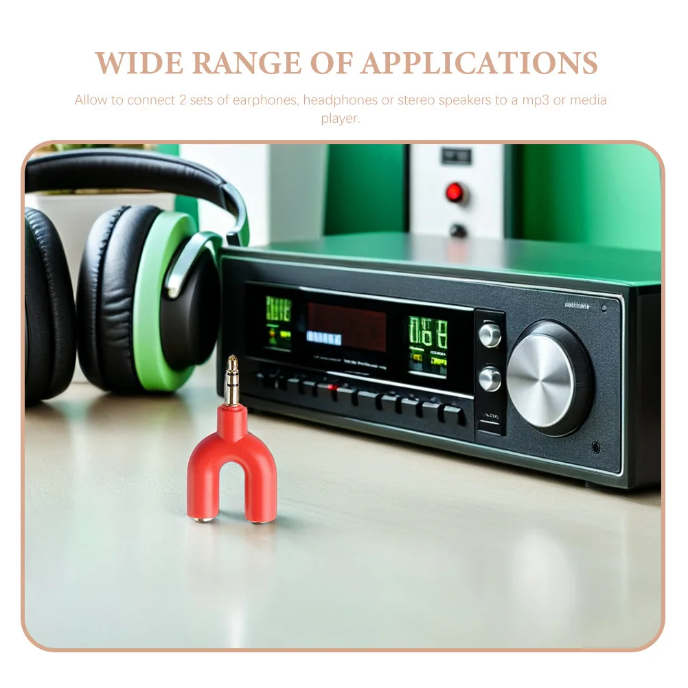 محول مقسم صوت ستيريو على شكل حرف U مقاس 3.5 مم لمشاركة سماعات الرأس وموصل الصوت المطلي بالذهب